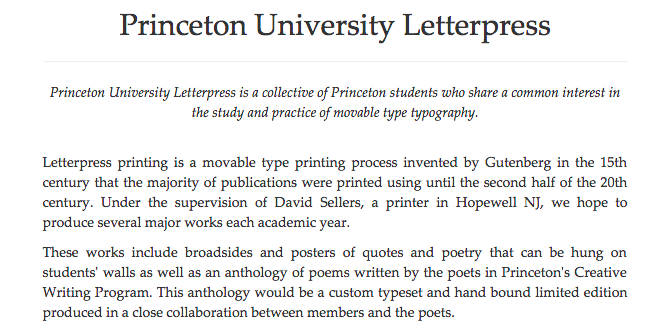 Princeton University Letterpress